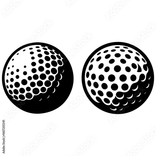 black and white golf ball