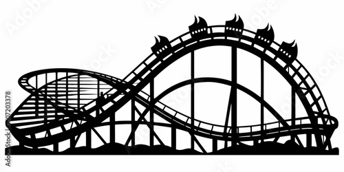 Rollercoaster black silhouette vector,Rollercoaster icon illustration