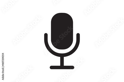 Microphone voice recording silhouette vector art illustration on white background