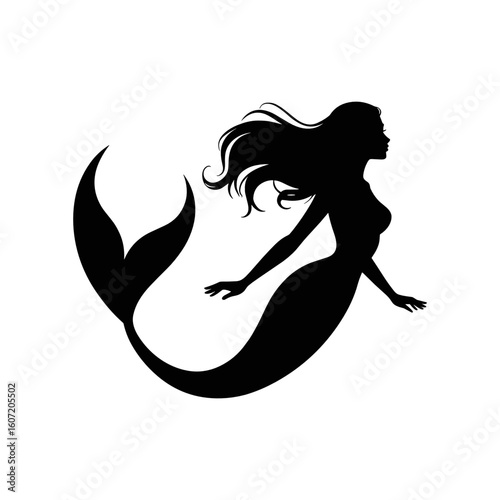 Mystical Mermaid Silhouette: An alluring silhouette of a mermaid, her flowing hair and scaled tail creating a sense of enchantment and wonder.