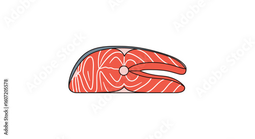 Delicious freshly cut salmon steak for your next meal preparation and cooking needs