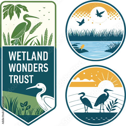 Creative Wetland Wonders Trust Logos Vector