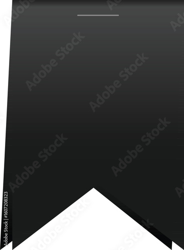 Black mourning ribbon badge isolated on a white background. This simple and solemn vector illustration is a universal symbol of remembrance, sorrow, grief, and death. Perfect for funeral announcement.