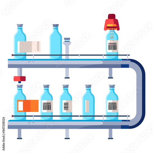 Automated Bottling Line with Pharmaceutical Bottles