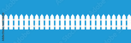 white picket fence seamless vector illustration on blue background for garden and home decor ai eps jpeg png