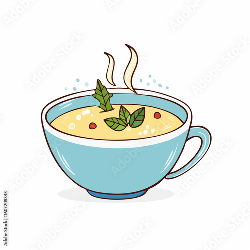 drawn soup icon in doodle style. Mark point icon design collection for food design element