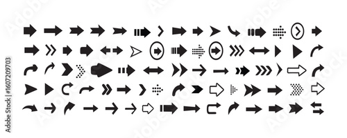Black arrow vector icon pack.Arrow Icon Set. Pixel Perfect Vector EPS 10 Illustration.
