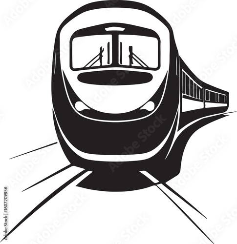 Cable car train and car vector illustration in black and white style