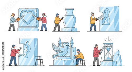 Artistic ice sculpting demonstrations showcasing creative freezing transformation techniques