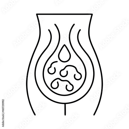 Icon Design Depicting Amniotic Fluid or Water Filled Belly Concept for Medical Use