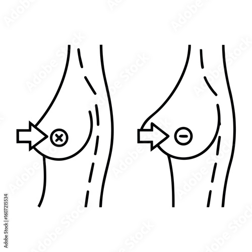 Abstract Breast Shapes with Arrow Breast Health Awareness and Changes Illustration