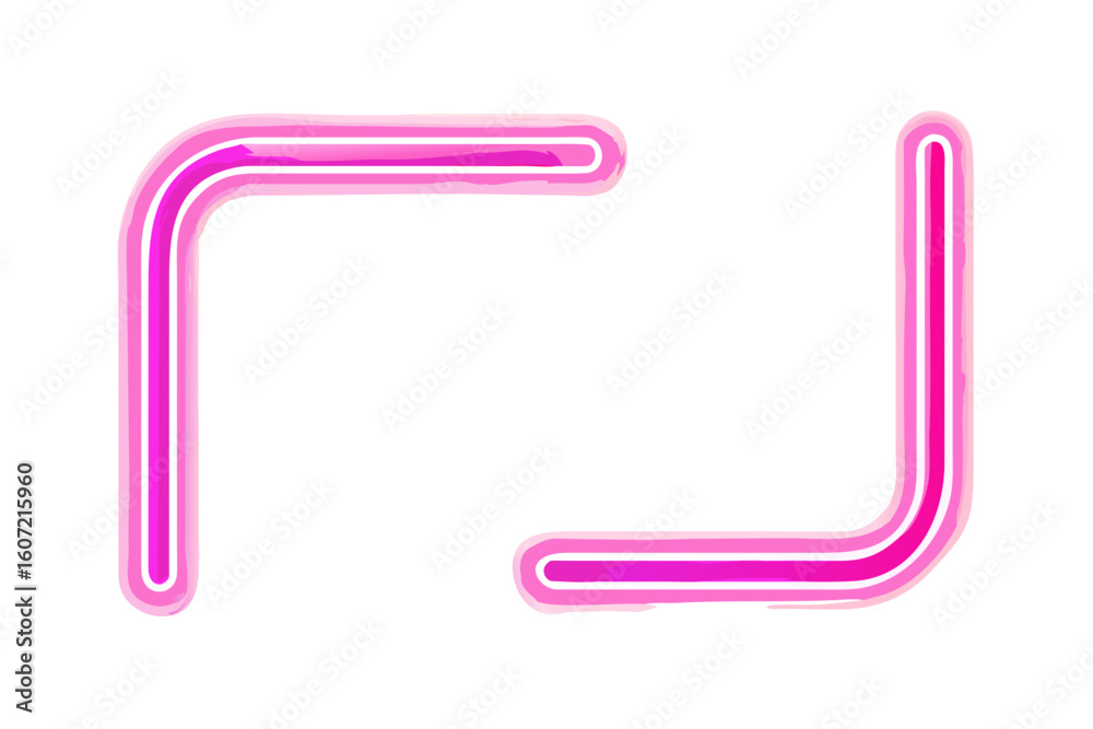 Obraz premium Abstract pink neon corner shapes on black background