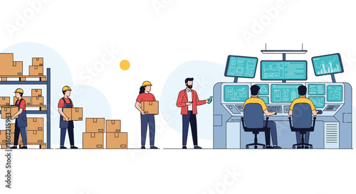 Warehouse operations and control center monitoring for efficient logistics management and supply chain oversight