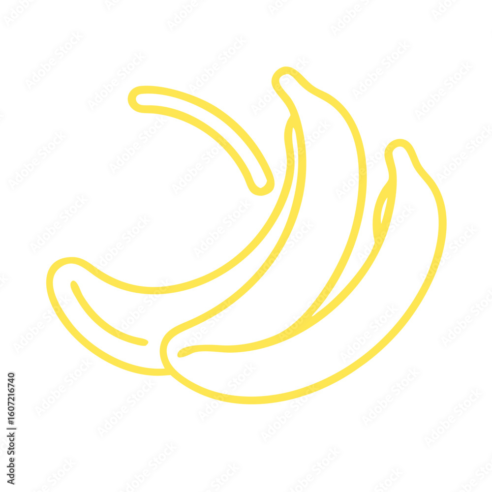 Minimalist yellow banana outline on black background Minimalist yellow banana outline on black background