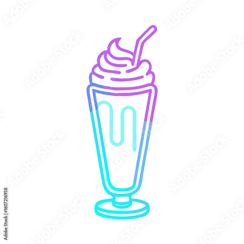 Neon gradient milkshake with whipped cream and drizzle