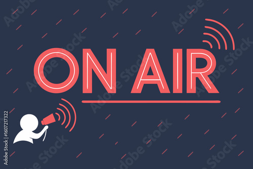 On air broadcast with megaphone and sound waves