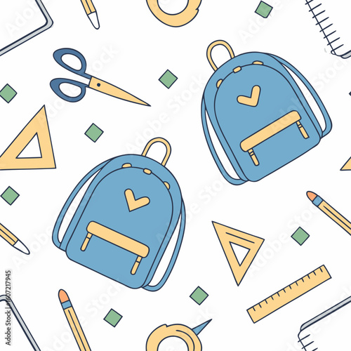 back to school seamless vector pattern