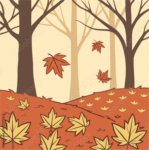 autumn trees in the park vector illustration