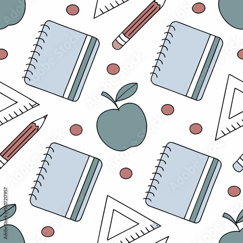 seamless vector pattern with notebook and pencil