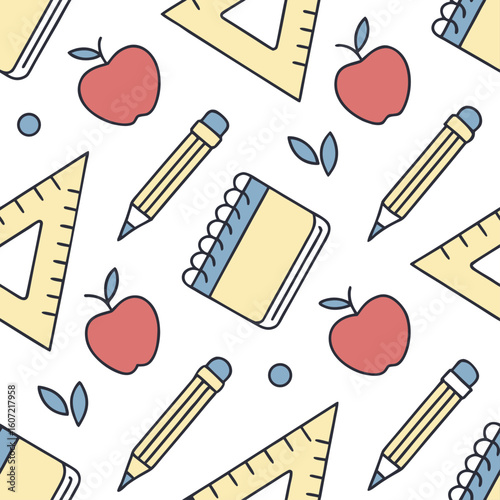 seamless vector pattern with school supplies