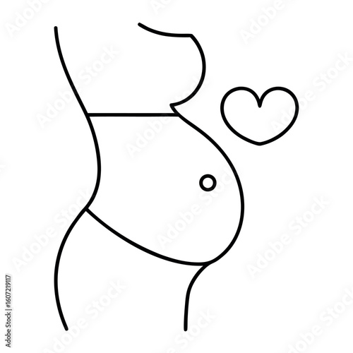 Simple First Trimester Belly Outline Vector Design