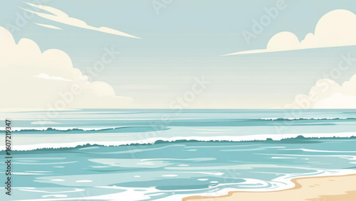 Calm Ocean Waves on a Sandy Beach in Summer