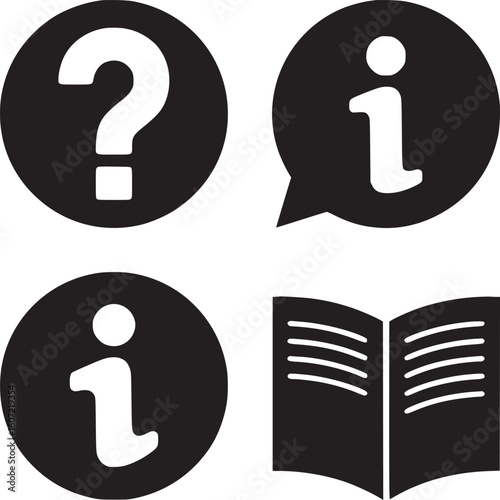 Find information faq help documentation and support resources guide icons vector illustration