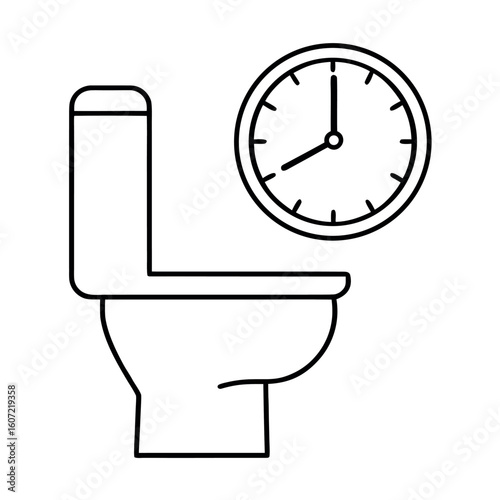 Toilet Icon with Clock for Frequent Urination