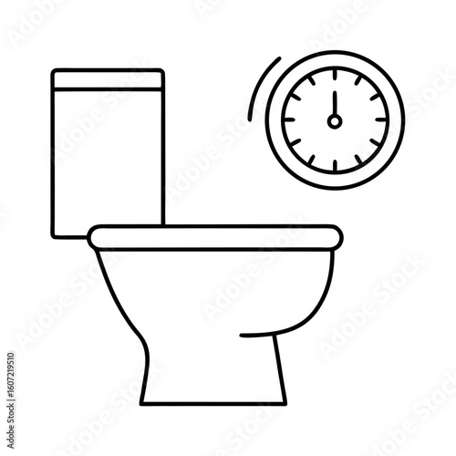 Toilet Icon with Clock for Frequent Urination