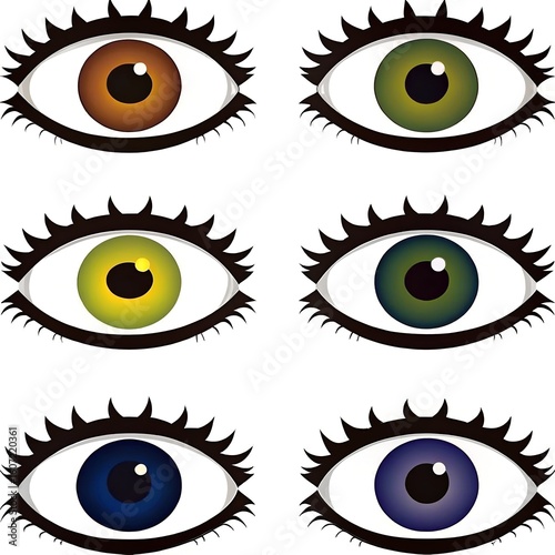 Colorful Cartoon Eyes Illustration – Red, Orange, Yellow,