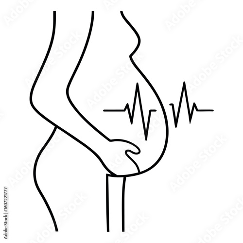 Vector Illustration of a Pregnant Belly with Contraction Marks
