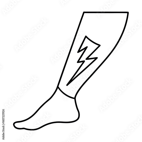 Leg cramp relief illustration leg with lightning bolt