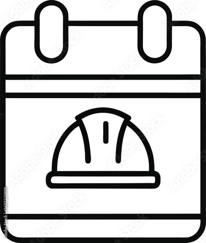 
Labor Day – "Line art of a calendar with a construction helmet symbol"


