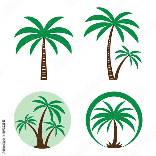 Palm trees tropical foliage green brown