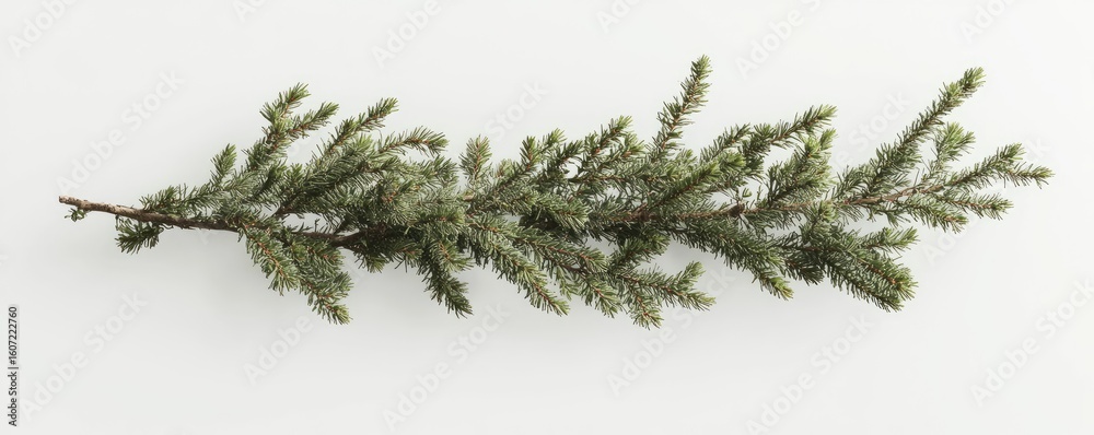Fototapeta premium A horizontal sprig of evergreen foliage