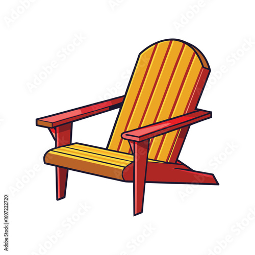 Vector Illustration of Adirondack Chair Wooden Furniture Isolated on White Background