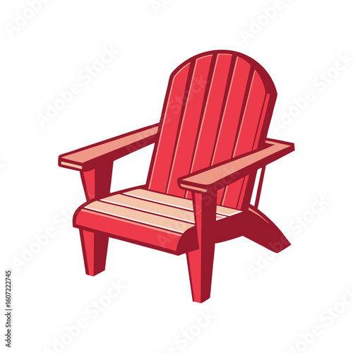 Vector Illustration of Adirondack Chair Wooden Furniture Isolated on White Background