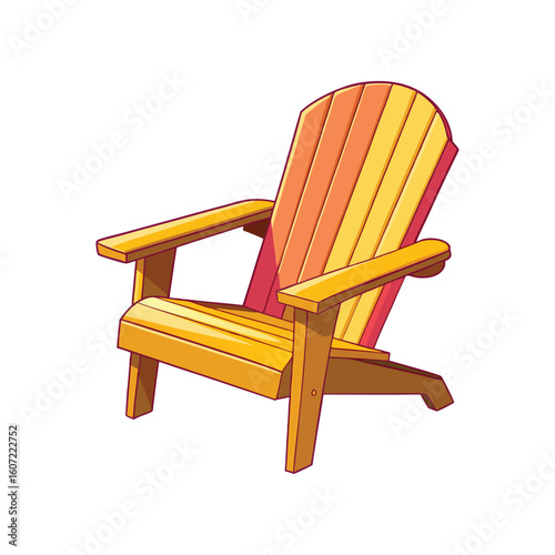 Vector Illustration of Adirondack Chair Wooden Furniture Isolated on White Background