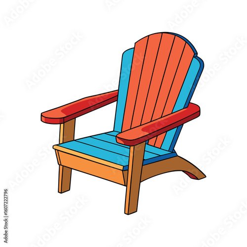 Vector Illustration of Adirondack Chair Wooden Furniture Isolated on White Background