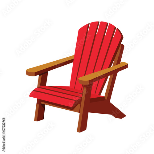Vector Illustration of Adirondack Chair Wooden Furniture Isolated on White Background
