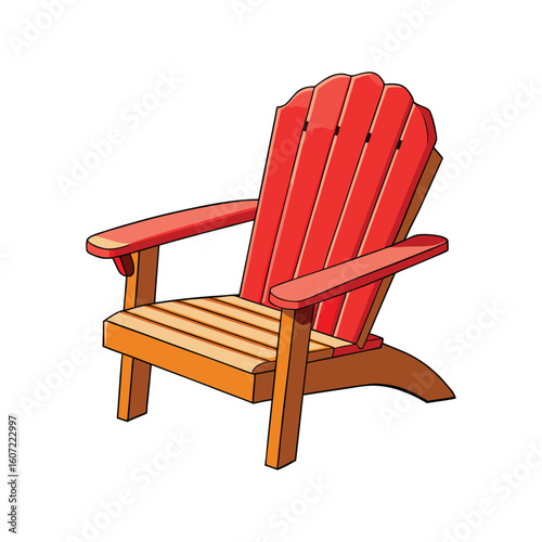 Vector Illustration of Adirondack Chair Wooden Furniture Isolated on White Background