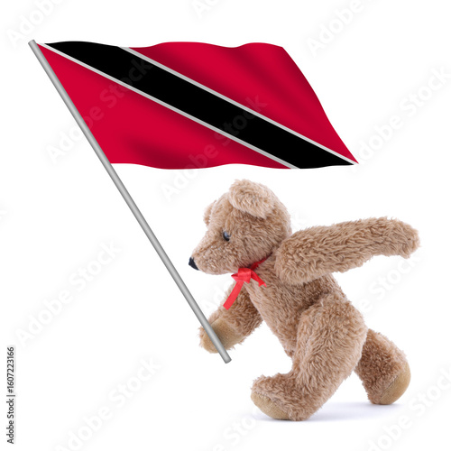 Trinidad and Tobago flag being carried by a cute teddy bear
