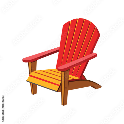 Vector Illustration of Adirondack Chair Wooden Furniture Isolated on White Background