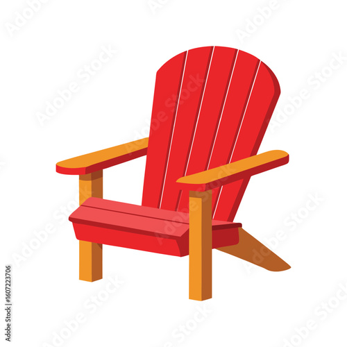 Vector Illustration of Adirondack Chair Wooden Furniture Isolated on White Background