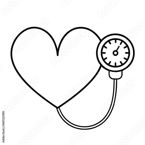 Preeclampsia Monitoring Illustration Heart with Pressure Gauge for Medical Design