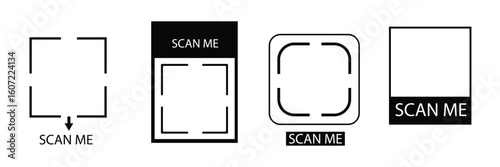 QR code set. Scan Me. Scan qr code icon. Template of frames for QR code with text - scan me. Vector illustration.