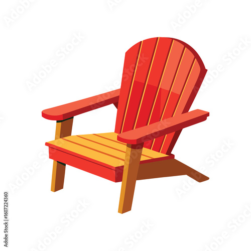 Vector Illustration of Adirondack Chair Wooden Furniture Isolated on White Background
