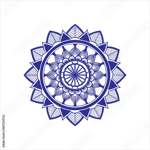 Minimalist mandala with central circular motif and color accents