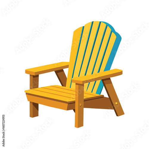 Vector Illustration of Adirondack Chair Wooden Furniture Isolated on White Background