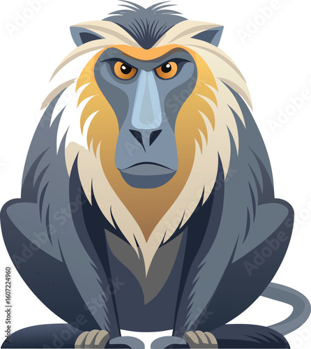 Majestic lion tailed macaque monkey sitting proudly